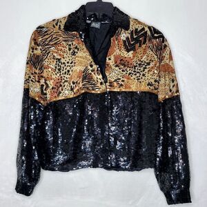 Vintage Modi Silk Sequin Jacket Size Large 10-12
